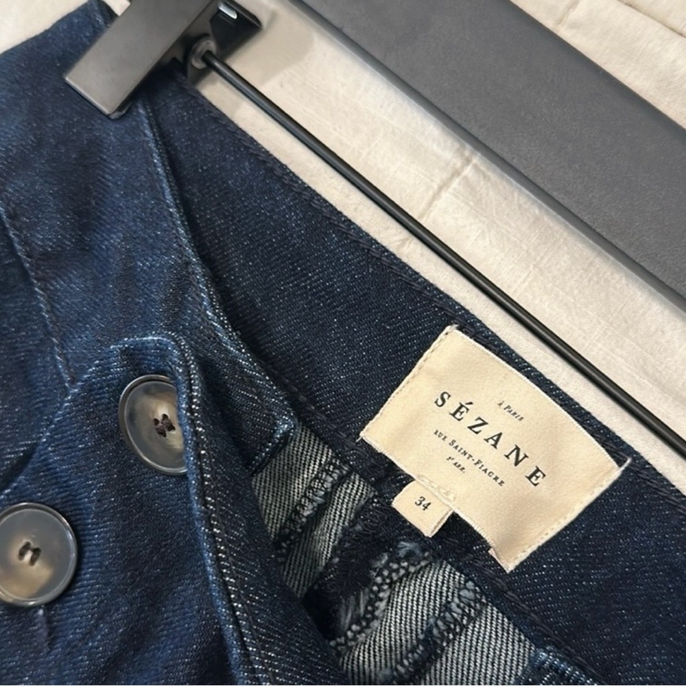 Sézane Le Parisien raw washed organic cotton jeans